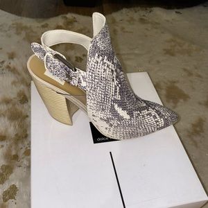 Dolce Vita Franky Bootie Heels Ivory & Black Snake